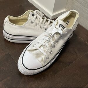 Converse All Star White Canvas Platform Sneakers Women’s Size 8